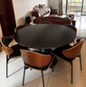 伊信家具2025新款意式极简轻奢高级感岩板伸缩餐桌可变圆桌黑色中古风饭桌 1.2米伸缩餐桌（全托底板） 实拍图