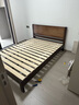 洛亚妮【24H云仓闪发】实木床100％纯实木1.5米单人床原木风主卧双人床 胡桃色床+5cm床垫+床头柜1 1.5米*2米 实拍图