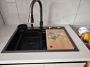 摩恩阳光系列厨房水槽大单槽洗菜盆一体盆洗碗槽304不锈钢台上台中台下盆 升级款小米粒5MM-抽拉龙头全配置 650X450MM 实拍图