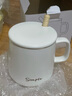 传旗陶瓷马克杯带勺盖咖啡杯牛奶杯早餐杯办公杯男女茶杯描金白400ml 实拍图