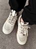 森馬男鞋2025秋季新款休闲百搭小白鞋子男士软底轻便厚底增高板鞋男款 米色 37 实拍图