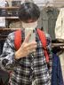 SWAMP AREA复古格子衬衫男春秋款宽松休闲港风长袖衬衣外套CS006藏青L 实拍图