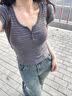 班尼路牛仔裤女装秋冬新款高腰修身长裤子女士百搭休闲风简约直筒阔腿裤 浅蓝 -直筒版型 M 实拍图