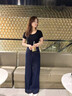 浪莎丹宁蓝牛仔裤女夏季薄款2026年新款高腰阔腿裤小个子遮胯直筒裤 实拍图