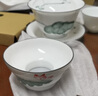唯古 手绘三才盖碗茶杯泡茶大号单个白瓷功夫敬沏茶具青花三炮台陶瓷中式小清新荷花 小素色荷花（满杯150ml） 实拍图