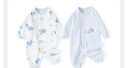 舒贝怡2件装婴儿衣服满月新生儿连体衣周岁宝宝爬服春秋纯棉哈衣蓝色59 实拍图