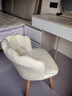 悦莱居化妆椅家用房间靠背简约美甲花瓣凳子轻奢高级女生卧室梳妆台椅子 海绵坐垫米白色-实木腿 实拍图