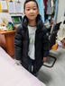 保姆鹅  儿童羽绒服宝宝中长款护脸加厚鸭绒外套防风保暖童装冬装 炭黑 140 实拍图