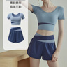 VICTORIATOURIST瑜伽服女跑步运动套装秋冬健身服普拉提短袖短裤带胸垫两件套 实拍图