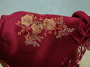 上海故事100%羊毛女刺绣大披肩空调房保暖围巾礼盒款送妈妈生日礼物酒红 实拍图