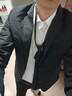 法蒙泽西服套装男士三件套商务职业正装小西装男结婚新郎上班修身外套男 黑色(西服+西裤+衬衫+大礼包) 2XL【125-140斤】 实拍图