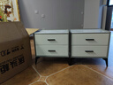 实木轻奢床头柜简约现代主卧家用迷你岩板50cm简约储物收纳柜 浅灰+白（双抽）普通款 50*40*48cm 实拍图