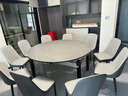 丰舍 餐桌 可变圆桌伸缩折叠实木岩板餐桌椅组合现代轻奢餐桌餐厅饭桌 黑灰色-阿玛尼灰岩板-101皮椅 【1.5米】 一桌10椅 实拍图