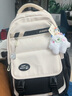PRUY减负护脊书包大容量高中学生初中生书包女生小学生双肩背包 黑配白 长32厚19高46cm 实拍图