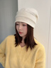 CACUSS纯羊毛帽子女秋冬保暖毛线帽女士针织帽冬季包头帽堆堆帽 椰子白 实拍图