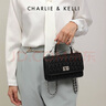 CHARLIE&KELLI CK品牌包包女包奢侈品牌2026新款送女友生日礼物菱格链条包斜挎 黑色【京仓配送 赠礼袋】 实拍图