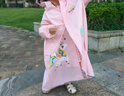 牧萌儿童雨衣带书包位男童女童加长全身学生雨披 粉美人鱼拉链款 2XL 实拍图