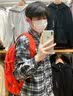 SWAMP AREA复古格子衬衫男春秋款宽松休闲港风长袖衬衣外套CS006藏青L 实拍图