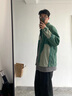 gxmy重工水洗拼接牛仔外套男新款春秋美式复古设计感休闲夹克衣服男潮 绿色 XL 120-135斤 实拍图
