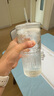 然也玻璃水杯子耐高温吸管杯办公室高颜值饮料杯茶杯600mlKH101 实拍图
