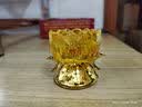 圆通工艺 蜡烛台家用 琉璃七彩莲花烛台佛前供灯佛堂用品 平脚佛光酥油座 黄色一盏 实拍图