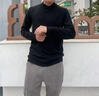 尤芮轲胖子大码240斤纯色针织衫毛衣男加肥加大码宽松胖春秋季圆领打底 黑色 4XL 175-200斤 实拍图