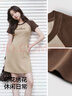 森马（Semir）【连衣裙合辑】夏天女法式慵懒风裙子复古学院风针织裙雪纺碎花裙 U款插肩袖针织裙-咖色调00355 M 实拍图