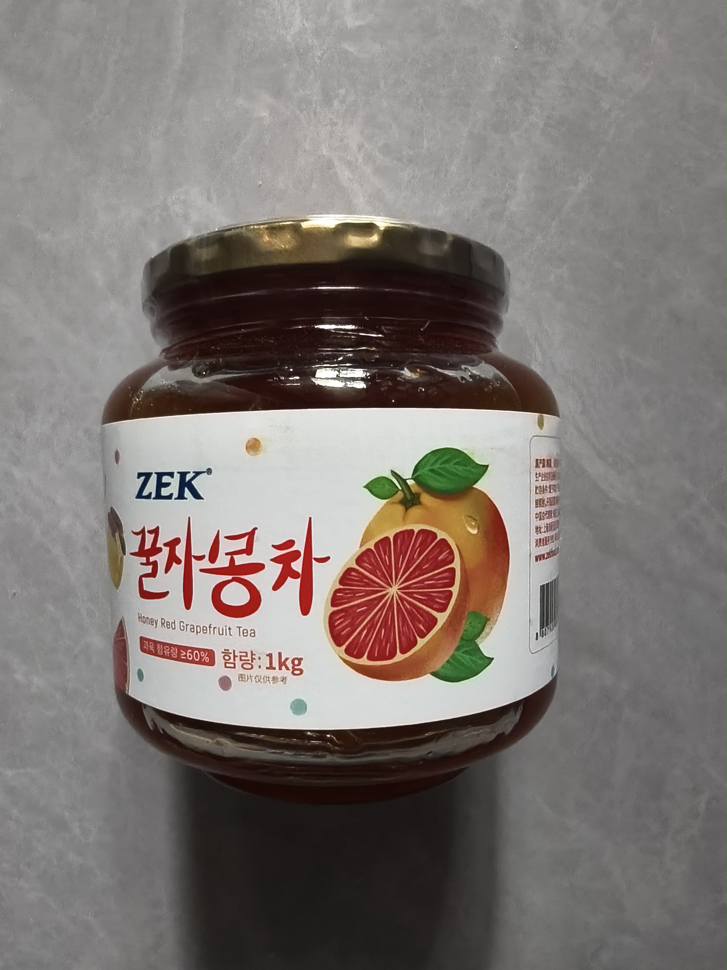 ZEK蜂蜜柚子茶饮品1000g韩国原装进口饮料水果茶百香果蜜炼果酱冲饮 【微苦】Zek红西柚蜂蜜茶1kg 实拍图