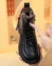 达芙妮女士马丁靴秋冬季加绒保暖短靴雪地靴子皮鞋 绒黑 36 实拍图