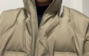 GXG男装休闲压印立领保暖短款羽绒服 卡其色 L 实拍图