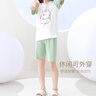 红豆居家（Hodohome）儿童睡衣女童夏季纯棉套头家居服中大童短袖短裤套装300薄荷绿150 实拍图
