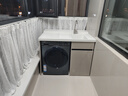 洗衣机柜一体水盆阳台洗衣机台盆一体柜一体盆组合洗衣机伴侣定制 115cm右盆奶茶色 实拍图