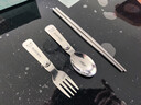 沃德百惠（WORTHBUY）304不锈钢可折叠筷子勺子叉子套装学生户外旅行便携式餐具单人装 【四件套】范范兔叉勺筷 1双 实拍图