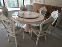 银拱门欧式实木餐桌餐椅组合圆餐桌家用大理石圆桌带转盘小户型吃饭桌子 1.3米送转盘 一桌六椅经典款 实拍图