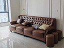 方牛【已售5W+】美式复古真皮沙发油蜡头层牛皮四人位直排拉扣大别墅 【2.15米】三人位 国产油蜡牛皮：45D高密度海绵 实拍图