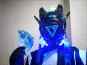 爱车乐（AiChele）赛博朋克面具diy科技感高颜值发光头盔机械面罩高级高达炫酷帅气 红天使+侧灯+辫子+头套 实拍图