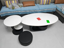 意式极简岩板椭圆形茶几客厅家用小户型轻奢现代简约高级感组合 组合黑柜纯白岩板130*70+边几50 实拍图