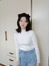 翊尚美毛衣女冬新款春秋季半高领针织衫女士打底衫修身显瘦蕾丝内搭上衣 白色【春季薄款】 M 【90-115斤】 实拍图