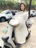 惠夫人电动车挡风被冬季加厚加大绒护肩防水电瓶摩特车防雨雪罩加宽一体 米白【1350g厚绒棉】全包围蓄热 实拍图