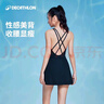 迪卡侬泳衣女连体裙式美背小黑裙遮肚显瘦大码泳装泡温泉2895068 实拍图