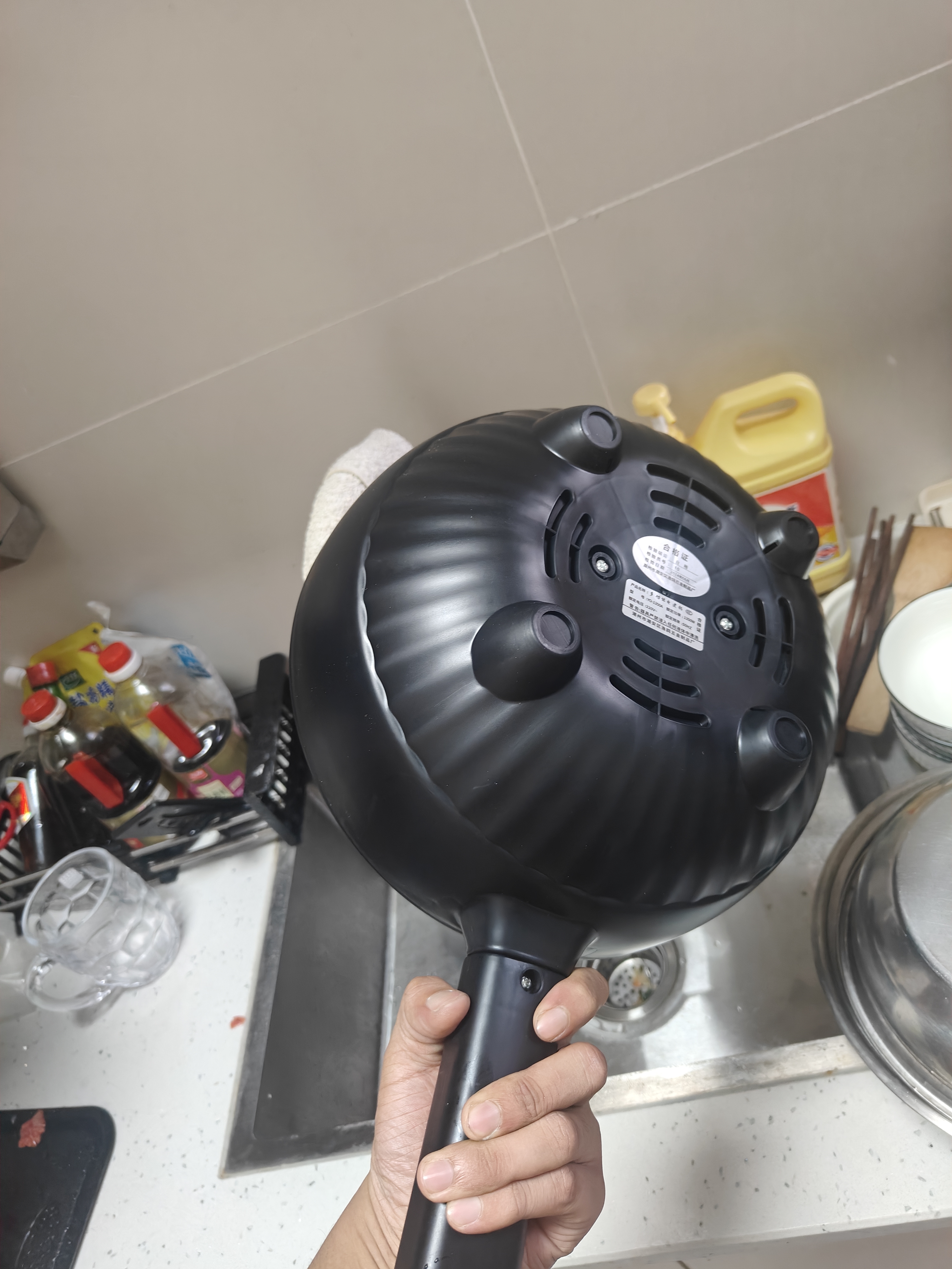 牧利派电炒锅炒菜电煮锅电火锅多功能家用电热锅多用途锅不粘锅一锅多用蒸煮煎炒一体锅小家电料理锅插电 雅黑色-电炒锅不粘锅 带木铲【配加长电线】 特厚款5升 机械款+蒸笼 4-6人 实拍图
