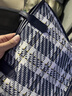 强霸2025新款包包设计小众手提包女小包新款菜篮子女包手提格子包 深蓝色 实拍图