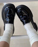 尤克达蒂（yookdd） 乐福鞋女英伦风增高皮鞋2025新款圆头百搭jk制服厚底学院风单鞋 乐福鞋亮皮黑 36 实拍图
