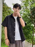 主意范（ZHUYIFAN）胖子超大码休闲衬衫男士短袖夏季宽松大码冰丝学生外套衬衣套装 黑色 XL (175) 125-145斤 实拍图
