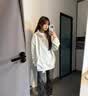 卡图弛cleanfit重磅纽扣连帽卫衣男春秋季潮流美式高街外套宽松硬挺帽衫 白灰色 XL 【偏小,建议拍大一码】 实拍图