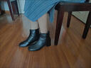 大东女士高跟短靴女粗跟方头2025新款马丁靴英伦风春秋单靴显脚小裸靴 黑色-薄绒 37 实拍图