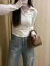 妙奕嘉打底衫可外穿内搭冬季白色长袖t恤女2026新款秋冬修身polo领上衣 polo领正肩修身长袖T恤【白色】 M 【建议90-109斤】 实拍图