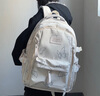 JCZS日系书包初中女生大容量高颜值ins风小众简约双肩背包高中大学生 白色+挂饰加大加厚防水 实拍图