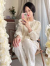 莫代尔棉纱睡衣女春秋季新款长袖甜美高级感圆领纯棉宽松大码家居服套装 #MZQ-9051款 XL 【111-125】斤 实拍图