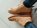 马登男士休闲软面皮鞋复古青年百搭休闲鞋户外懒人单鞋薄款工装鞋 黄棕色  马登工装 41 (255mm) 实拍图